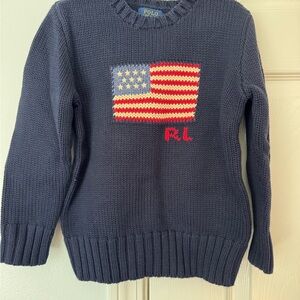 Polo by Ralph Lauren Blue Sweater with Flag Design size 6